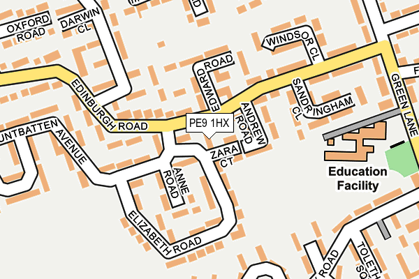PE9 1HX map - OS OpenMap – Local (Ordnance Survey)
