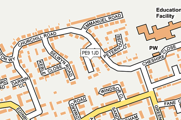 PE9 1JD map - OS OpenMap – Local (Ordnance Survey)