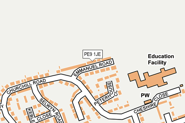 PE9 1JE map - OS OpenMap – Local (Ordnance Survey)