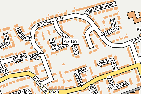 PE9 1JW map - OS OpenMap – Local (Ordnance Survey)