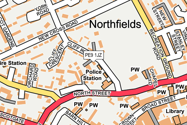 PE9 1JZ map - OS OpenMap – Local (Ordnance Survey)