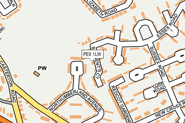 PE9 1LW map - OS OpenMap – Local (Ordnance Survey)