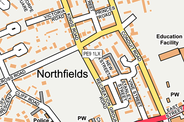 PE9 1LX map - OS OpenMap – Local (Ordnance Survey)