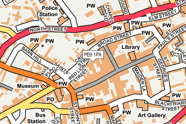 PE9 1PX map - OS OpenMap – Local (Ordnance Survey)