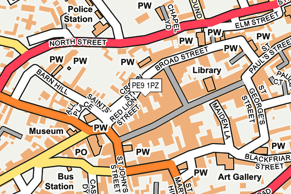 PE9 1PZ map - OS OpenMap – Local (Ordnance Survey)