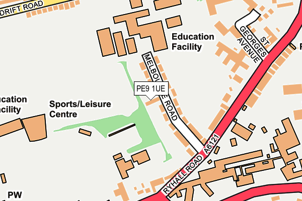 PE9 1UE map - OS OpenMap – Local (Ordnance Survey)