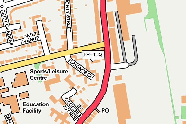 PE9 1UQ map - OS OpenMap – Local (Ordnance Survey)