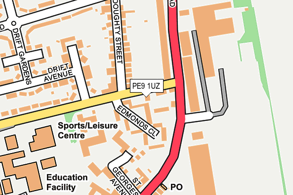 PE9 1UZ map - OS OpenMap – Local (Ordnance Survey)