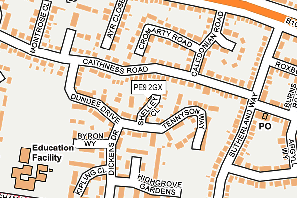 PE9 2GX map - OS OpenMap – Local (Ordnance Survey)