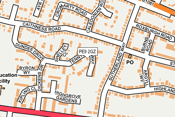 PE9 2GZ map - OS OpenMap – Local (Ordnance Survey)