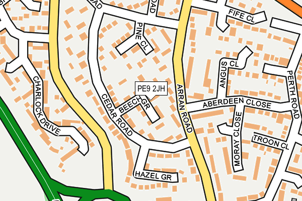 PE9 2JH map - OS OpenMap – Local (Ordnance Survey)