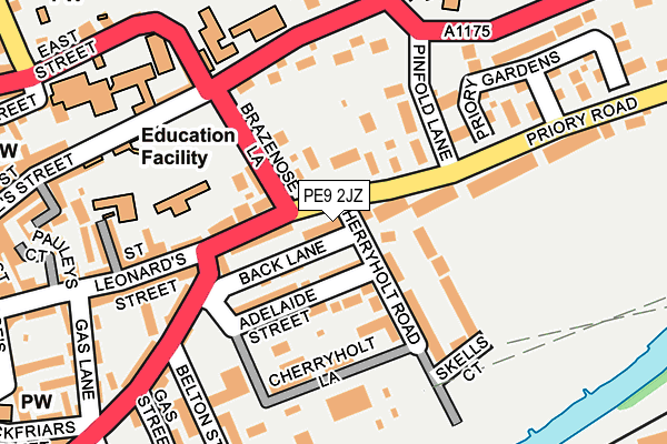 PE9 2JZ map - OS OpenMap – Local (Ordnance Survey)
