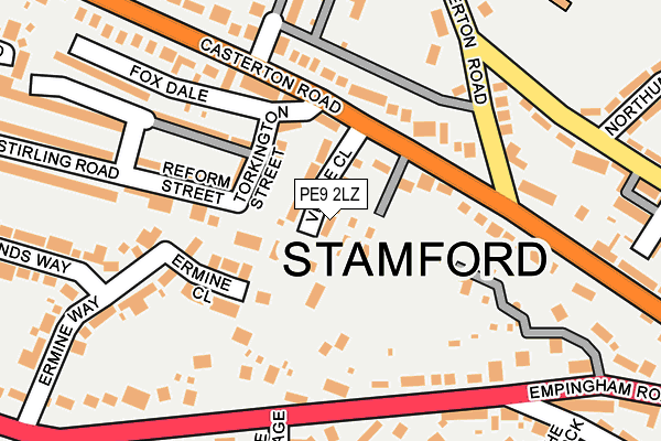 PE9 2LZ map - OS OpenMap – Local (Ordnance Survey)