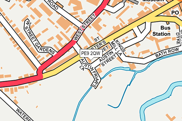 PE9 2QW map - OS OpenMap – Local (Ordnance Survey)