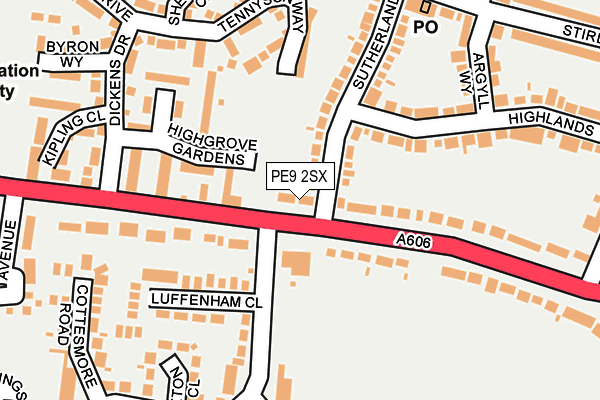 PE9 2SX map - OS OpenMap – Local (Ordnance Survey)