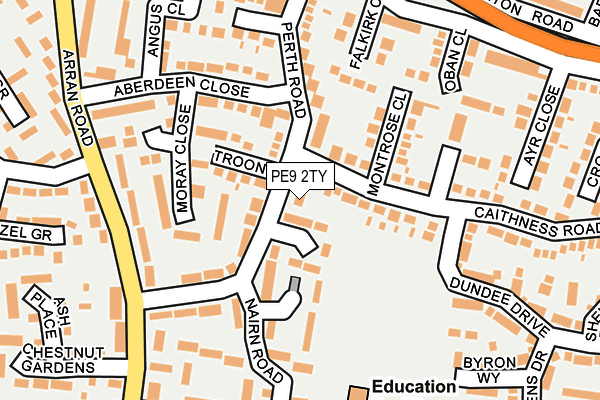 PE9 2TY map - OS OpenMap – Local (Ordnance Survey)