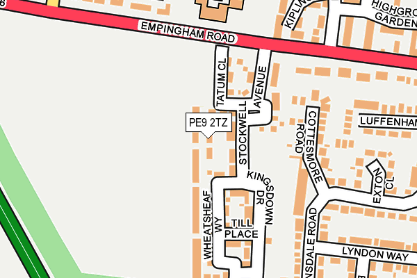 PE9 2TZ map - OS OpenMap – Local (Ordnance Survey)