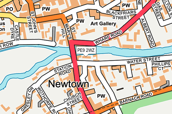 PE9 2WZ map - OS OpenMap – Local (Ordnance Survey)