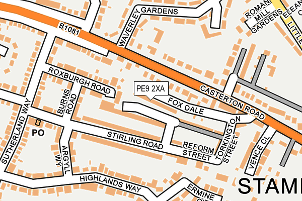 PE9 2XA map - OS OpenMap – Local (Ordnance Survey)