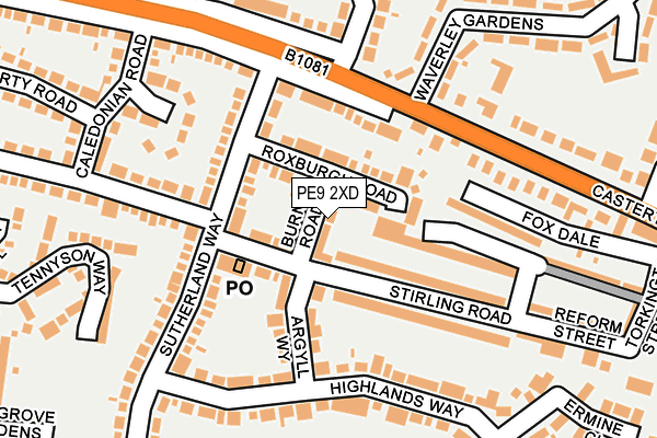 PE9 2XD map - OS OpenMap – Local (Ordnance Survey)