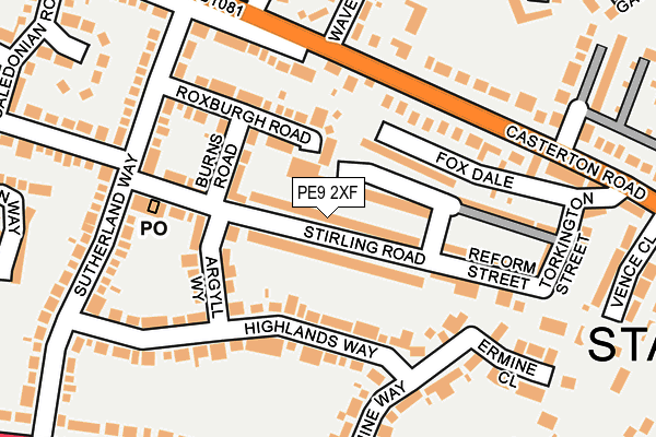PE9 2XF map - OS OpenMap – Local (Ordnance Survey)