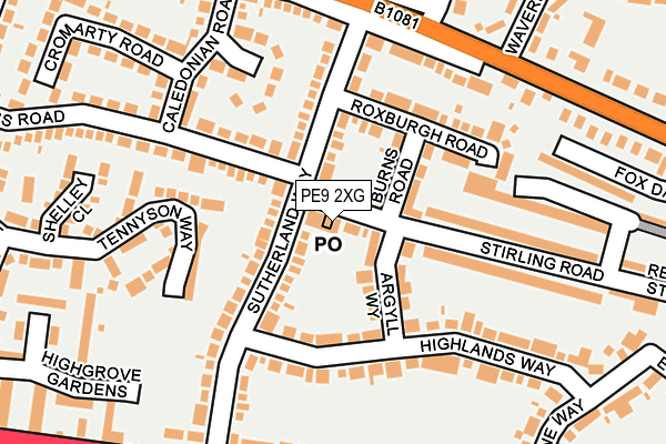 PE9 2XG map - OS OpenMap – Local (Ordnance Survey)