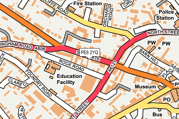 PE9 2YQ map - OS OpenMap – Local (Ordnance Survey)
