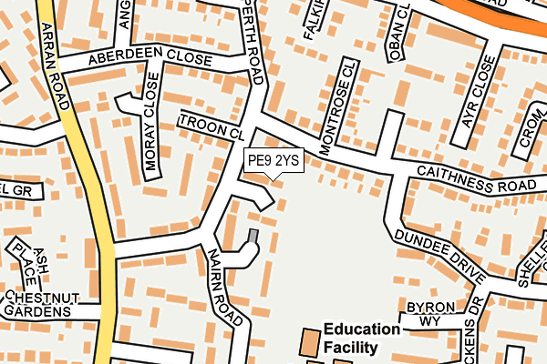 PE9 2YS map - OS OpenMap – Local (Ordnance Survey)