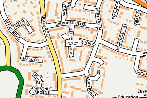 PE9 2YT map - OS OpenMap – Local (Ordnance Survey)