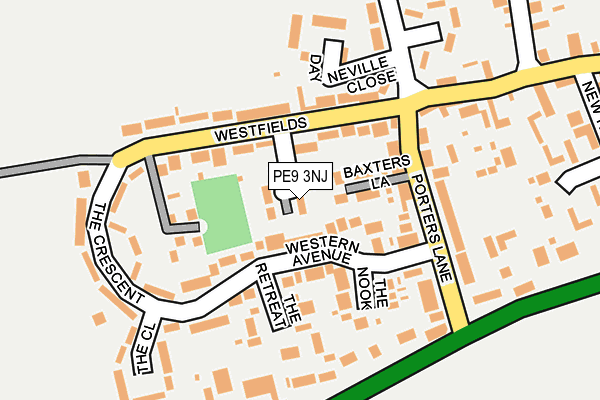 PE9 3NJ map - OS OpenMap – Local (Ordnance Survey)