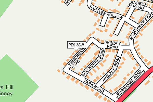 PE9 3SW map - OS OpenMap – Local (Ordnance Survey)