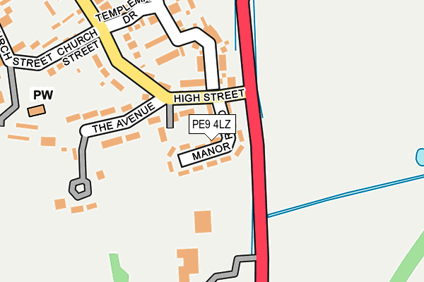 PE9 4LZ map - OS OpenMap – Local (Ordnance Survey)