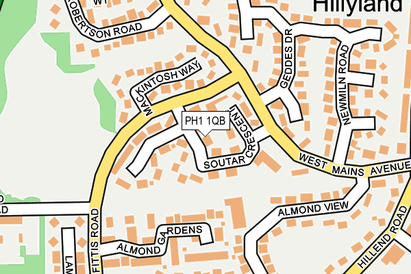 PH1 1QB map - OS OpenMap – Local (Ordnance Survey)