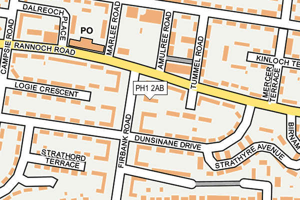PH1 2AB map - OS OpenMap – Local (Ordnance Survey)
