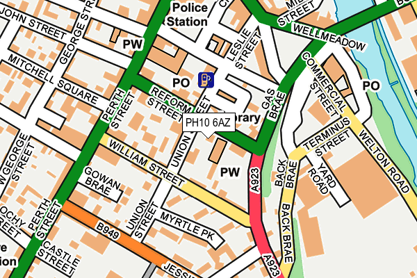 PH10 6AZ map - OS OpenMap – Local (Ordnance Survey)