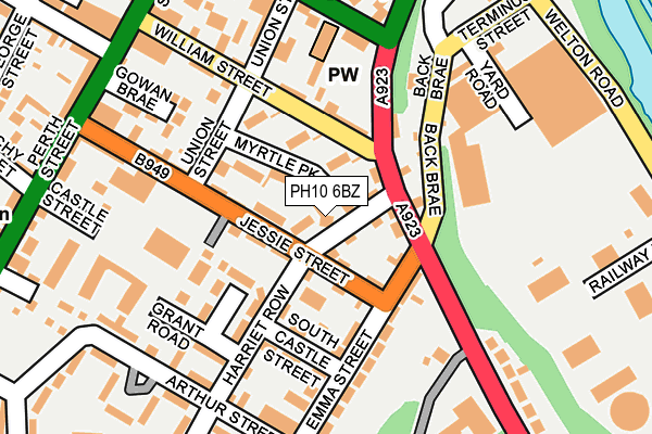 PH10 6BZ map - OS OpenMap – Local (Ordnance Survey)