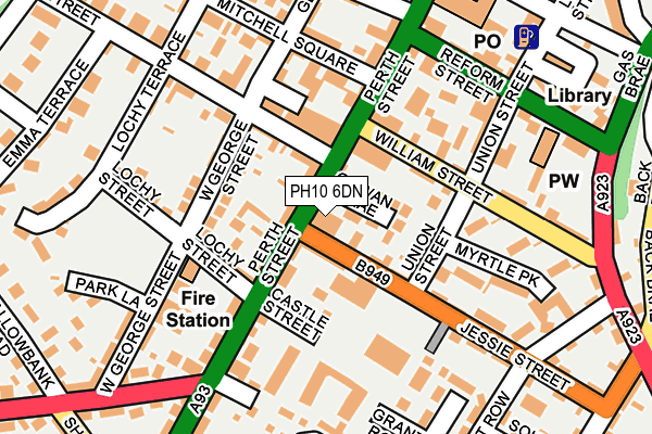 PH10 6DN map - OS OpenMap – Local (Ordnance Survey)