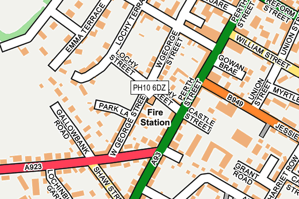 PH10 6DZ map - OS OpenMap – Local (Ordnance Survey)