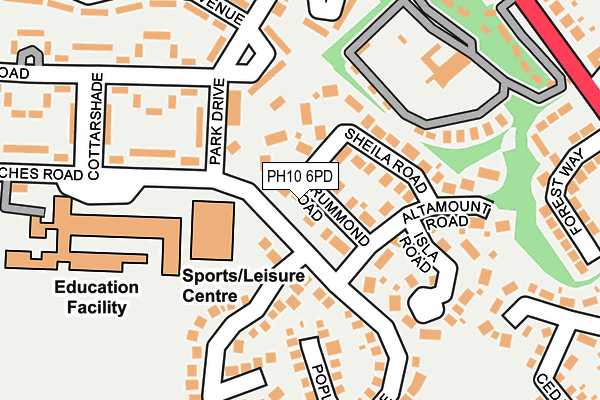 PH10 6PD map - OS OpenMap – Local (Ordnance Survey)