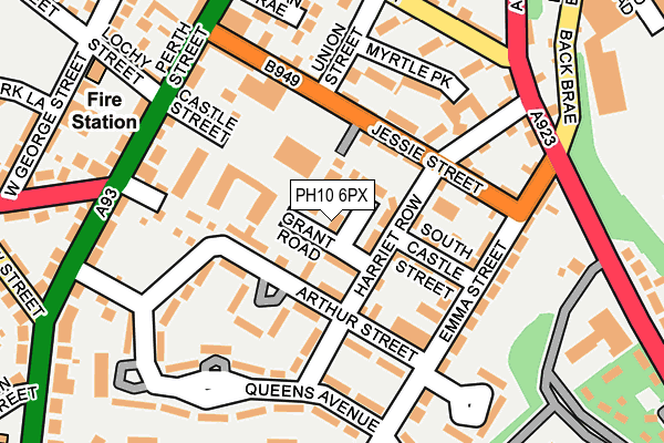 PH10 6PX map - OS OpenMap – Local (Ordnance Survey)