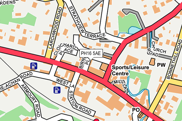 PH16 5AE map - OS OpenMap – Local (Ordnance Survey)