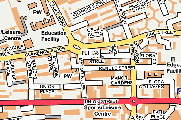 PL1 1AS map - OS OpenMap – Local (Ordnance Survey)