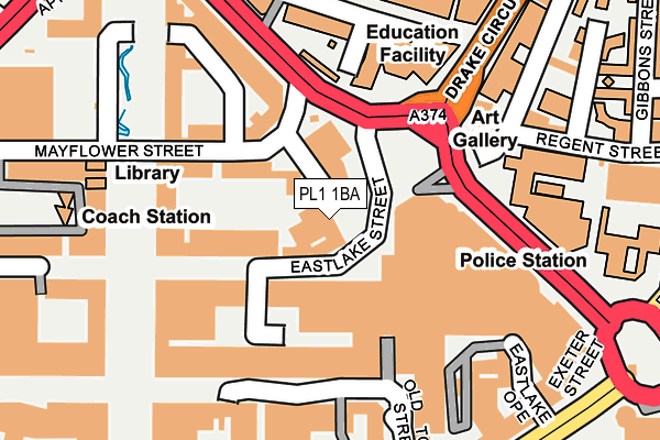 PL1 1BA map - OS OpenMap – Local (Ordnance Survey)