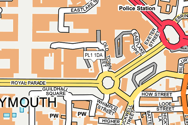 PL1 1DA map - OS OpenMap – Local (Ordnance Survey)