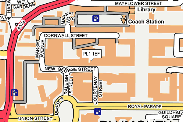 PL1 1EF map - OS OpenMap – Local (Ordnance Survey)