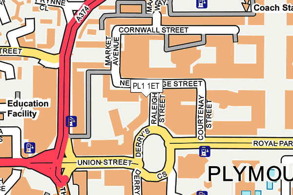 PL1 1ET map - OS OpenMap – Local (Ordnance Survey)