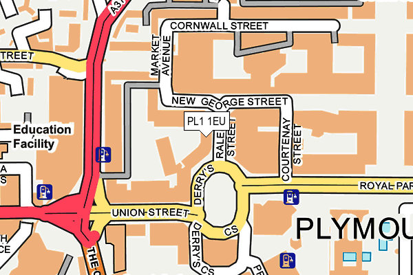 PL1 1EU map - OS OpenMap – Local (Ordnance Survey)