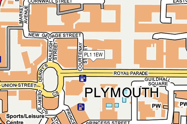 PL1 1EW map - OS OpenMap – Local (Ordnance Survey)