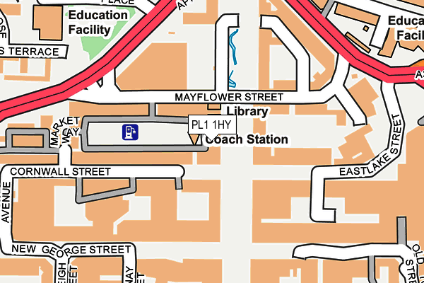 PL1 1HY map - OS OpenMap – Local (Ordnance Survey)