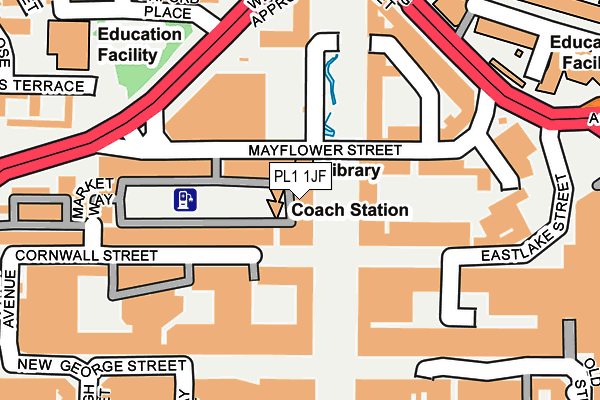 PL1 1JF map - OS OpenMap – Local (Ordnance Survey)